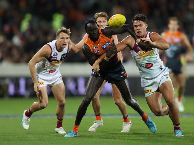 Leek Aleer could be one of the unlucky players to be dropped with so many stars preparing to return. Picture: Jason McCawley/AFL Photos/via Getty Images