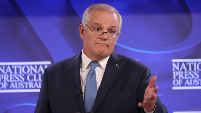 Prime Minister Scott Morrison address to the National Press Club in Canberra. Picture: NCA/Gary Ramage