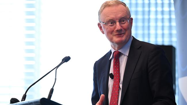 Reserve Bank Governor Philip Lowe addresses the American Chamber of Commerce in Australia in Sydney on Tuesday. Picture: Dan Himbrechts/AAP