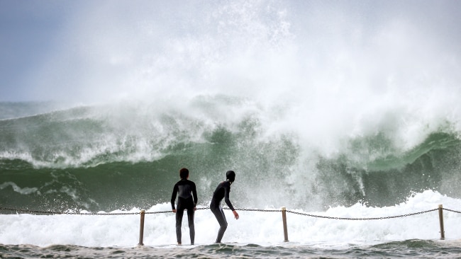 The wild weather brought massive waves along with it, North Narrabeen. Picture: David Gray/Getty Images