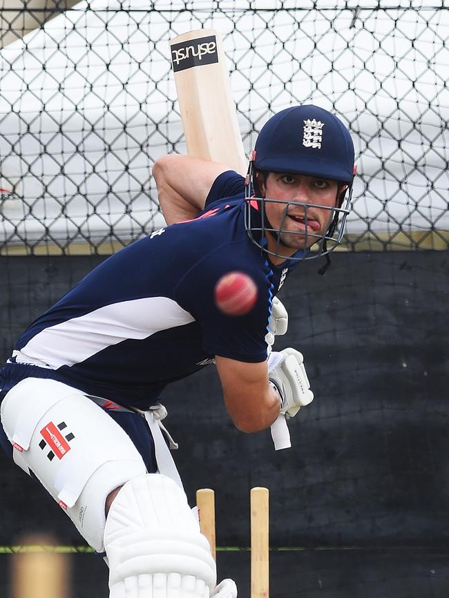 England batsman Alastair Cook in the nets. Picture: Zak Simmonds