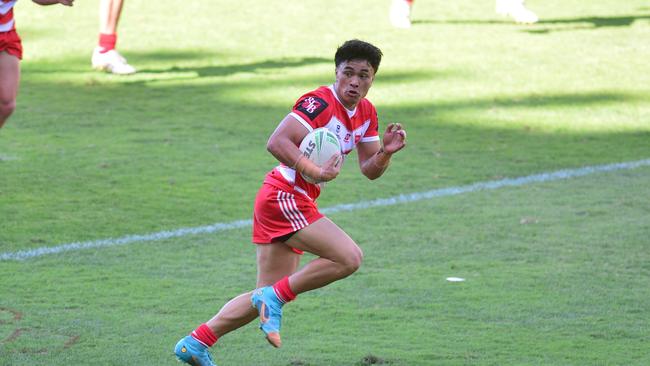 Ray Puru as a PBC SHS player. He scored a try for the Bears today. Picture: Matthew Elkerton