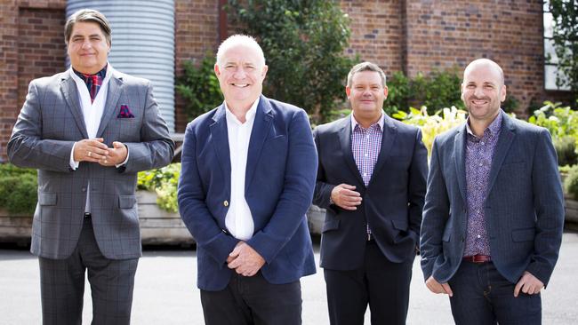 Seafood king ... MasterChef guest judge Rick Stein with Matt Preston, Gary Mehigan and George Calombaris. Picture: Channel 10.