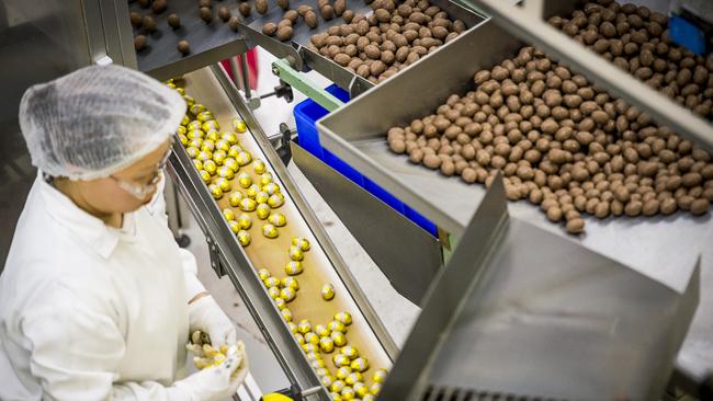 Some of the millions of tiny eggs being produced at the Cadbury’s Factory in Ringwood. Picture: Jason Edwards