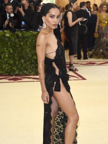 Zoe Kravitz shows some skin in a barely there dress. Picture: AP