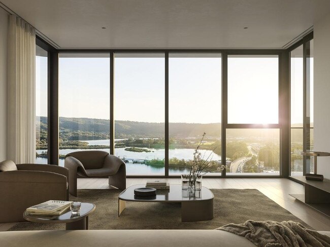 Artists impression of an apartment with views over the waterfront.