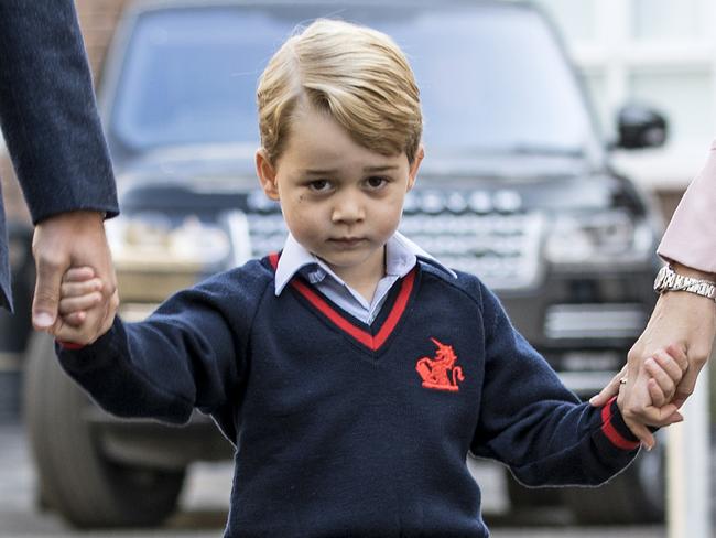 Third in line. Prince George will one day take the throne — as George VII — after his father William (who will be William IV) and grandfather Charles (who will be Charles III). Picture: AFP/Richard Pohle