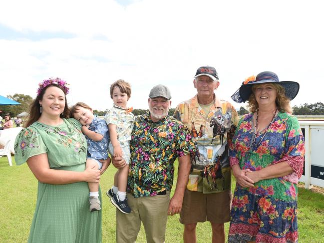 Bairnsdale Cup 2025. Liana Tuddenham, Lewis, Milo, Wayne Valentine, David Ribchester and Shae Valentine. Picture: David Smith