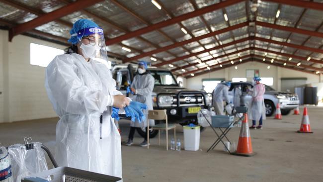 Dubbo’s drive through testing clinic staff. Picture: NCA NewsWire / Dean Marzolla