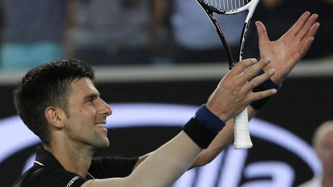 Serbia's Novak Djokovic celebrates after defeating Spain's Albert Ramos-Vinolas. Photo: AP