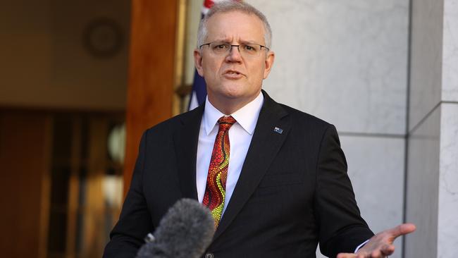 Australia’s Covid death toll is not sufficient to answer what is an almost inchoate fear and childlike cry in the dark for comfort and reassurance from Scott Morrison that this will end. Picture: NCA NewsWire / Gary Ramage