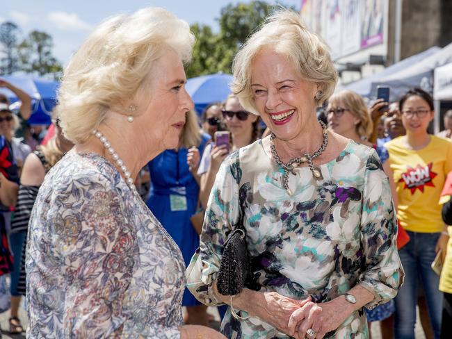 Camilla, Duchess of Cornwall, with former governor-general of Australia Quentin Bryce. Picture: Jerad Williams