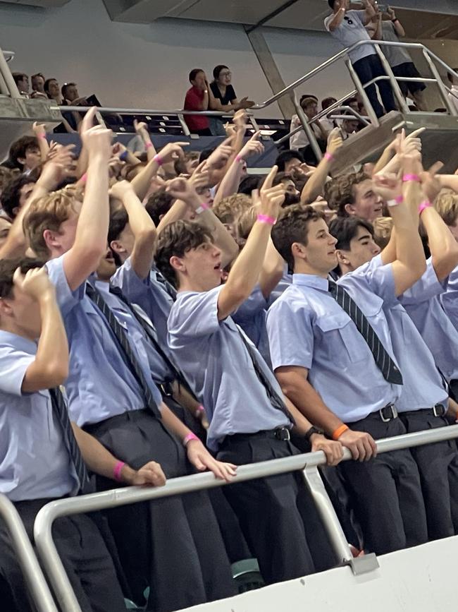 THe Brisbane Grammar School supporters in full voice.