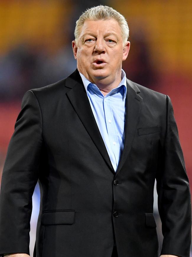 Commentator Phil Gould during the Round 22 NRL match between the Broncos and the Panthers in August. Picture:AAP/Darren England