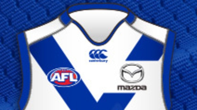 A section of North Melbourne's 2018 alternate guernsey.