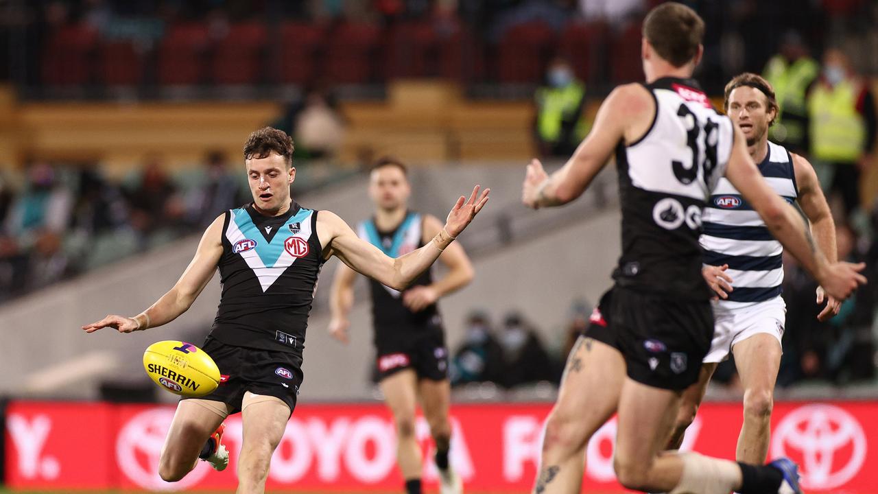 Orazio Fantasia suffered an injury against Geelong. Picture: Getty Images