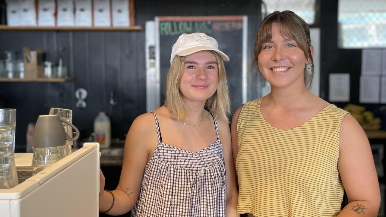 Old Bean Espresso manager Ella Block, left, and barista Bek Schiller, right. Picture: Asa Andersen.