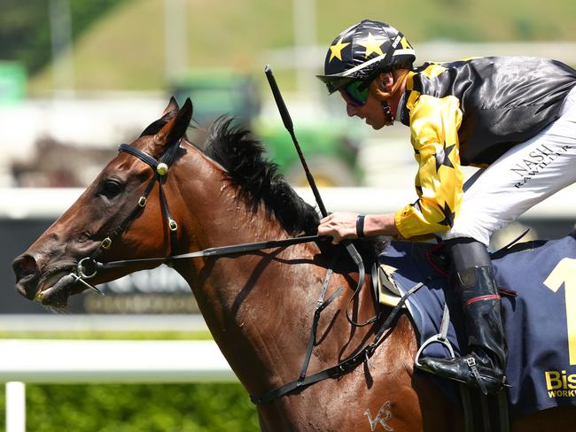 SYDNEY, AUSTRALIA - JANUARY 06: Nash Rawiller riding  Terra Mater wins Race 4 Bisley Workwear during Sydney Racing at Royal Randwick Racecourse on January 06, 2024 in Sydney, Australia. (Photo by Jeremy Ng/Getty Images)