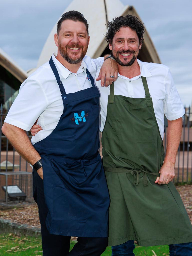 Daily Telegraph. 10, October, 2022. Manu Feildel and Colin Fassnidge at the Bestest Chef Gala Dinner, at Bennelong Point, Sydney, today. Picture: Justin Lloyd.