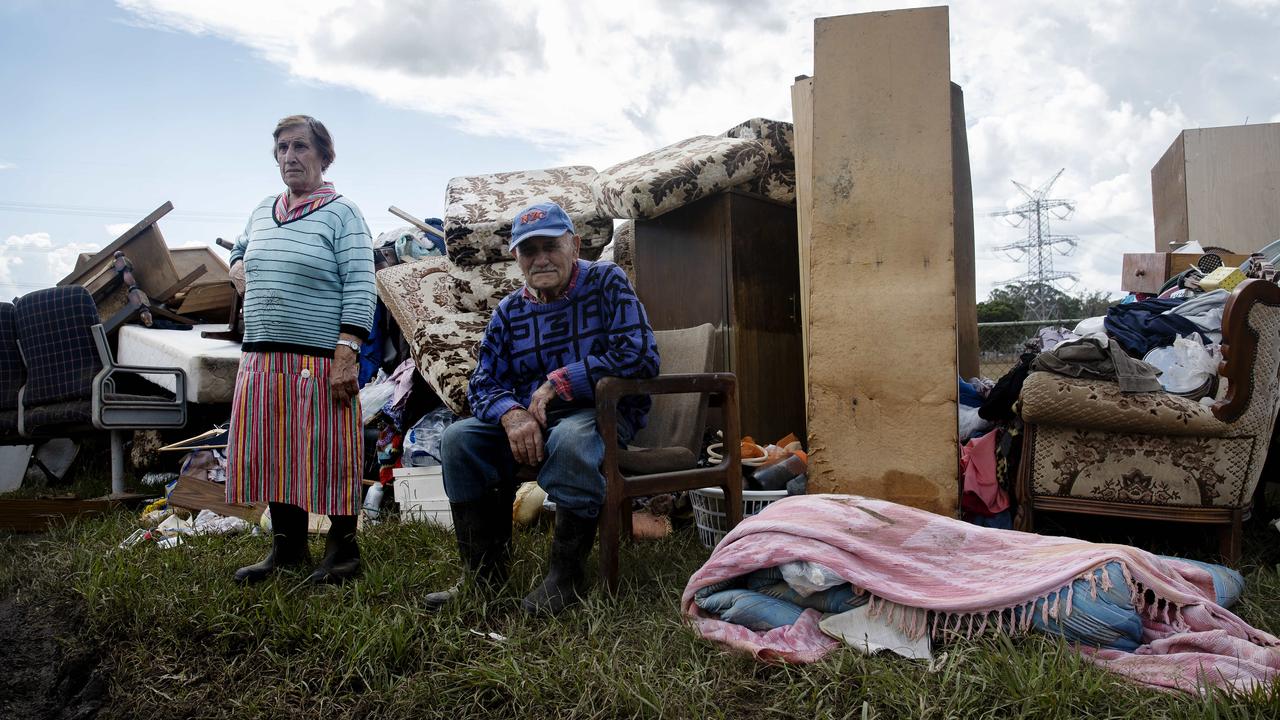 George, 85, and Dimitria Volikas, 80, lost all their possessions in last weeks flooding in the western Sydney suburb of Vineyard. Picture: Nikki Short