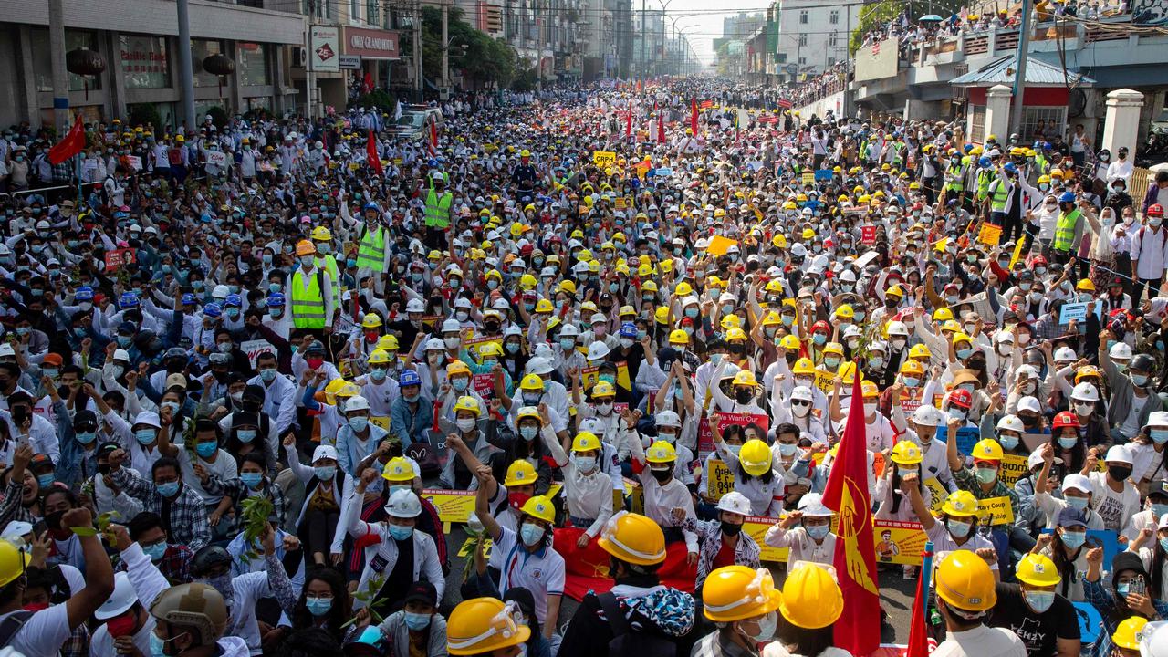 The protests were the biggest since the takeover. Picture: STR/AFP