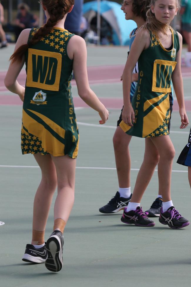The Netball Qld Primary Schools Cup grand finals are being held at the Hinterland District Netball Association at Mudgeeraba. Homies (home schooled kids) player Tasmin McGree in action against Gilston. Picture: Mike Batterham.