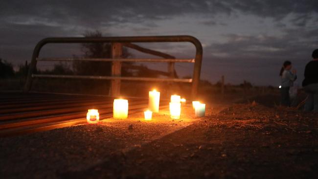 Candles lit by the family of Nathan Turner from Blackwater. Picture: Steve Vit