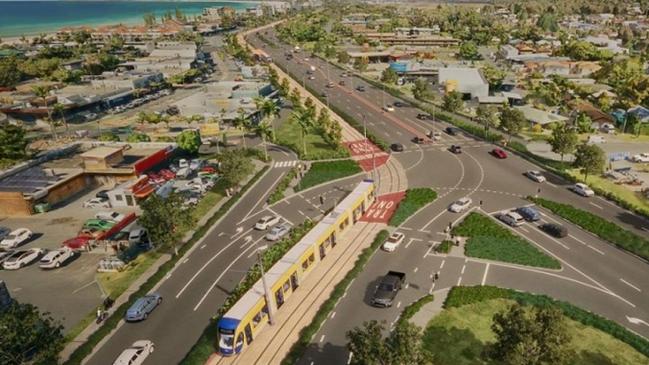 Light rail stage four on the Gold Coast - the plans for Tugun, and how trams will be on the eastern side of the Gold Coast Highway.