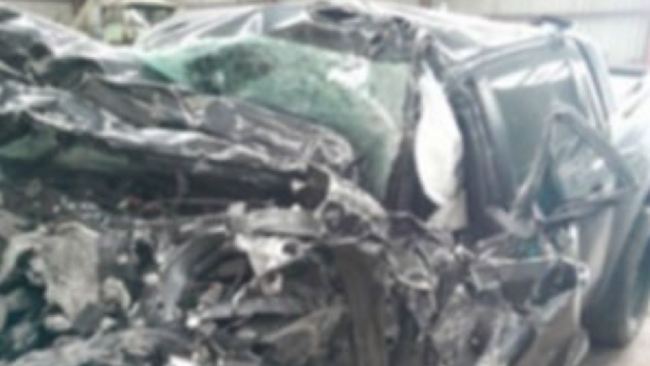 The remnants of Alen's car after his accident. Picture: Supplied