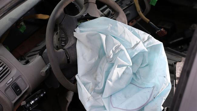 Error ... A deployed airbag in a 2001 Honda Accord, part of the largest automotive recall in history centres around the defective Takata airbags. Picture: Supplied