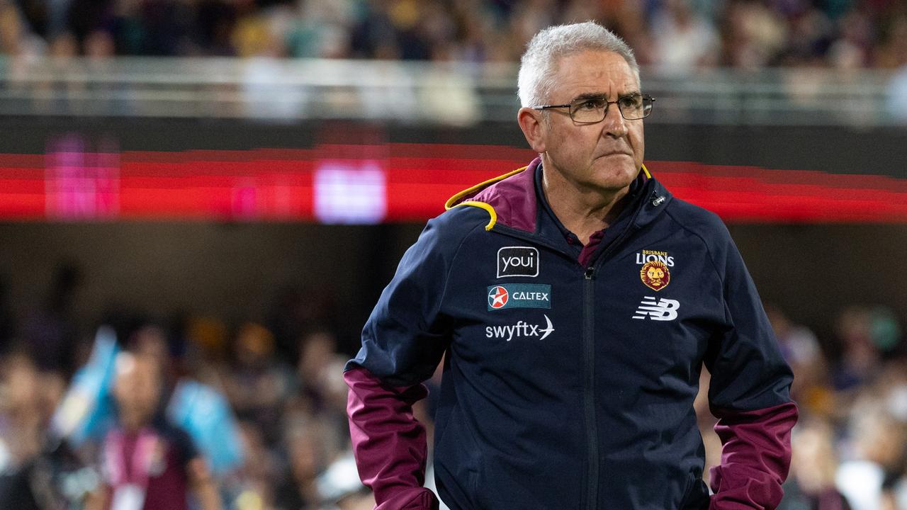 BRISBANE, AUSTRALIA - SEPTEMBER 09: Chris Fagan, Senior Coach of the Lions is seen prior to the 2023 AFL Second Qualifying Final match between the Brisbane Lions and the Port Adelaide Power at The Gabba on September 09, 2023 in Brisbane, Australia. (Photo by Russell Freeman/AFL Photos via Getty Images)