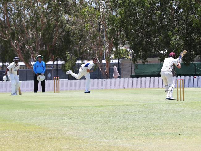 Lukas Carey bowling for Sandgate-Redcliffe in Queensland in 2019. Picture: AAP Image/Attila Csaszar