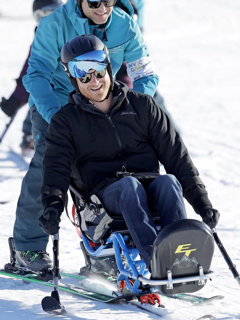 Harry laughed as he took part in the training. Picture: Andrew Chin/Getty Images