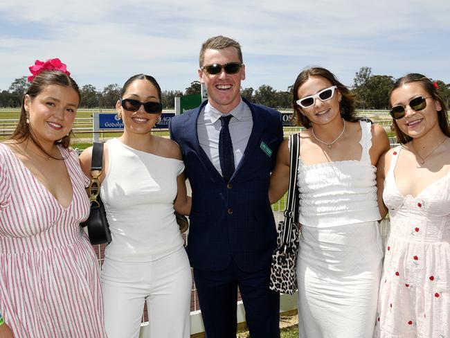 Chloe Locke, layne Lewis, Cooper Lubeck, Sophie Locke and Charlotte Baskaran at the 2024 Seymour Cup. Picture: Andrew Batsch