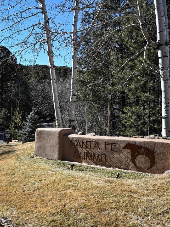 The entrance to the Santa Fe Summit neighbourhood where Gene Hackman lived, in Santa Fe, New Mexico. Picture: AFP