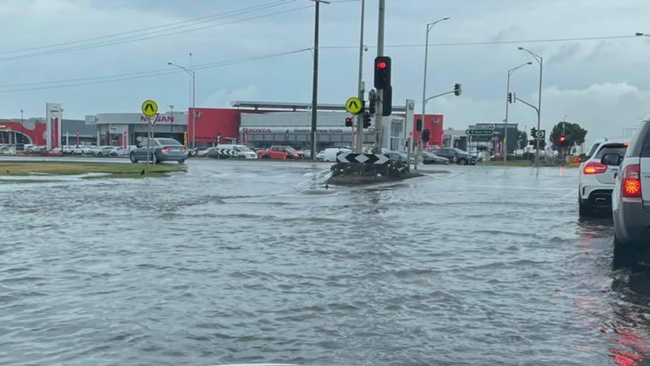 Flooding has caused traffic delays in Melbourne, with Ballarat Road blocked near Caroline Springs Boulevard. Picture: Facebook