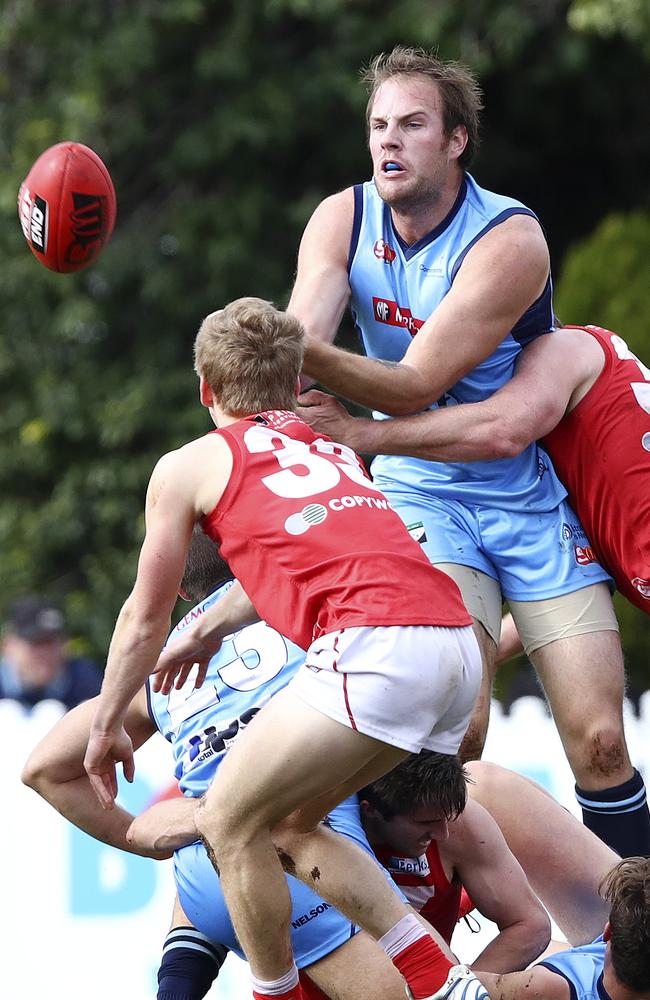 Sturt ruckman Jack Osborn is in opposing form for the Double Blues. Picture: Sarah Reed