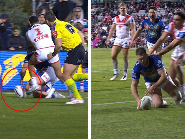 Controversial try awarded to Warriors