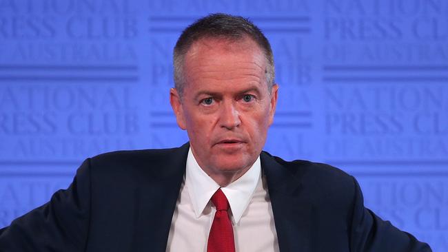 Opposition Leader Bill Shorten addressing the National Press Club in Canberra. Picture Kym Smith