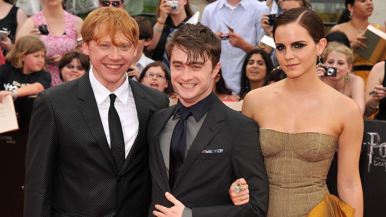 Rupert Grint, Daniel Radcliffe and Emma Watson at the premiere of Harry Potter and the Deathly Hallows Part 2. Picture: Stephen Lovekin/Getty Images