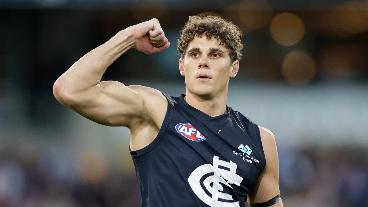 Charlie Curnow of the Blues. Picture: Russell Freeman/AFL Photos via Getty Images
