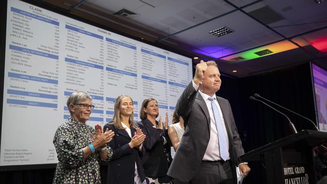 Tasmanian State Election 2024, Premier Jeremy Rockliff in the tally room, Hotel Grand Chancellor. Picture: Chris Kidd