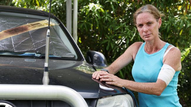 The physical injuries that she suffered forced her to resign from her job, the Volkswagen Amarok utility will cost over $25,000 to repair. She wants the driver of the car and the hire car company that owns the car to take responsibility for the damage. Picture: Brendan Radke