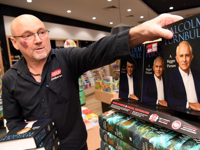 Malcolm Turnbull’s autobiography on sale at a Dymocks store in Melbourne. Picture: AFP