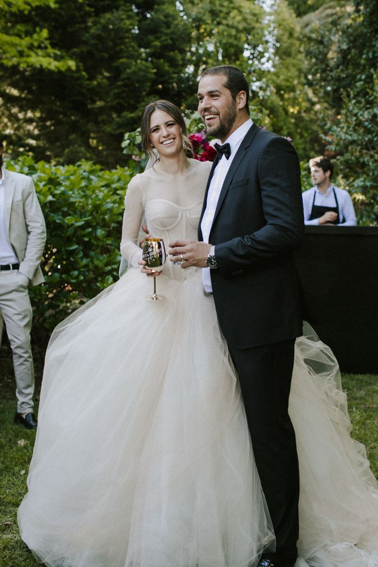 <p><em>Image credit: Joseph Willis. From <a href="https://www.vogue.com.au/brides/trends/inside-jesinta-and-buddy-franklins-blue-mountains-wedding/image-gallery/f3d28e20c8d992449572cb1f0d5ced11" target="_blank" rel="noopener">Inside Jesinta and Buddy Franklin&rsquo;s Blue Mountains wedding</a><br></em></p><h2>Jesinta Franklin in Vera Wang</h2><p>&ldquo;Six weeks out from the wedding Priya [Shukla, of Vera Wang] sent me a photo, saying: &lsquo;This is the dress that didn&rsquo;t make the collection because Vera thinks she&rsquo;s going to put it in the next collection. She loves it and it&rsquo;s champagne, not pink; it&rsquo;s got really interesting sleeves; it&rsquo;s a more fashion-forward look.&rsquo; I saw the photo and thought: &lsquo;That&rsquo;s my dress.&rsquo;&rdquo;</p>