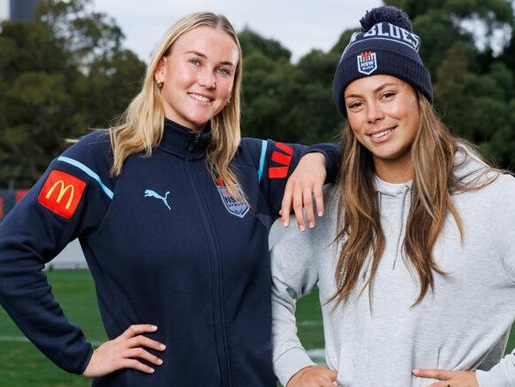 NSW Sky Blues stars Jaime Chapman (left) &amp; Taliah Fuimaono (right). Picture by Max Mason-Hubers