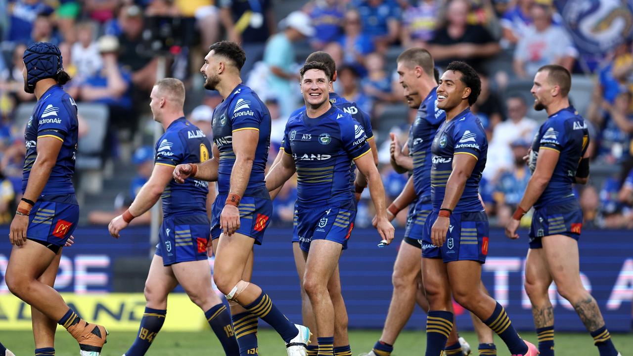 Eels fans can breathe a huge sigh of relief after star halfback Mitch Moses was cleared of any serious damage to his groin. Picture: Brendon Thorne/Getty Images