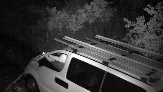 Police released CCTV image of men in a van in bushland near Cowan in the investigation into the murder of bikie Mark Easter. Picture: Police Media