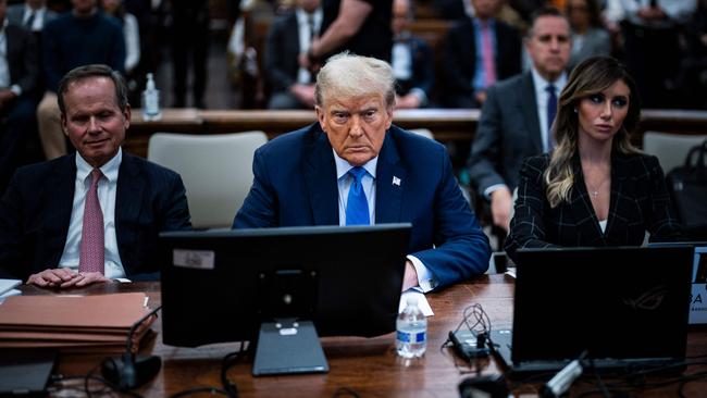 Former US President Donald Trump prepares to testify during his trial at New York State Supreme Court in New York.