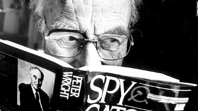 Author Peter Wright with his book Spycatcher. Picture: Glenn Gibson